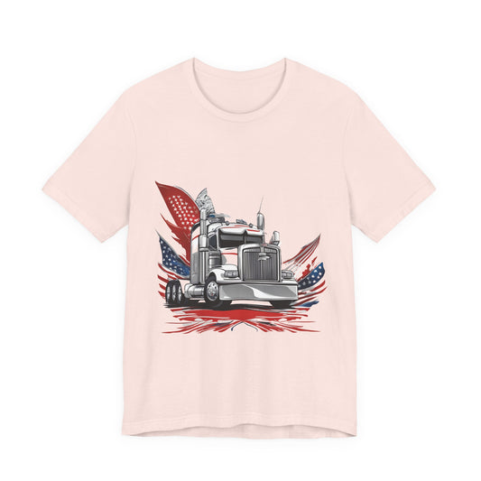 Vintage American truck enthusiast t-shirt with distressed big rig graphic for men and women truck drivers